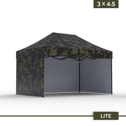 Namiot reklamowy moro DIGITENT Lite Plus 3×4,5 m, 3 ściany bez nadruku