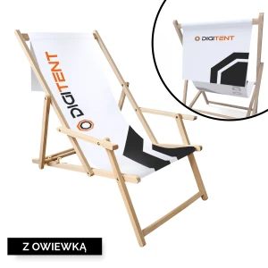 Leżak reklamowy Digitent z podłokietnikiem, jednostronnym zadrukiem i owiewką	