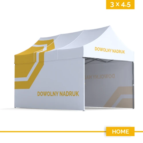 Namiot reklamowy 3×4,5 m DIGITENT Home, 3 ściany, z pełnym nadrukiem