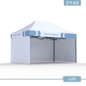 Namiot reklamowy DIGITENT Lite Plus 3×4,5 m, 3 ściany, nadruk na falbanach, 20 kolorów tkanin