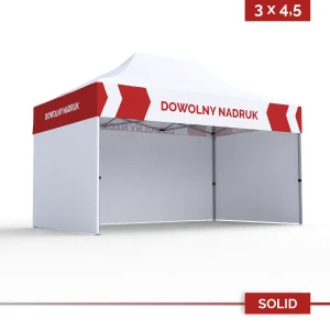 Namiot reklamowy 3×4,5 m DIGITENT Solid, 3 ściany, nadruk na falbanach, 20 kolorów tkanin